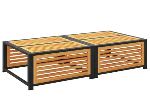 Masă de grădină cu taburet, lemn masiv de acacia - 5/5