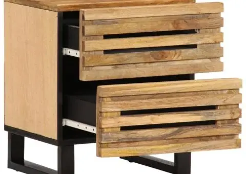 Noptieră, 40x34x46 cm, lemn masiv de mango brut - 3/5