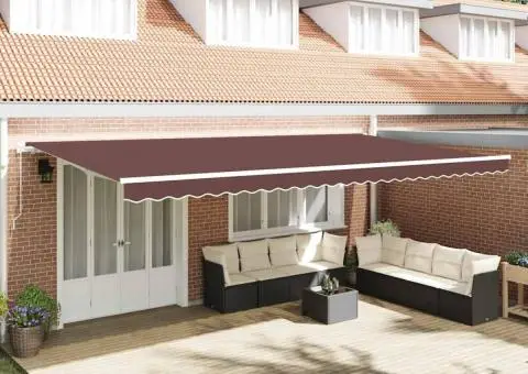 Copertină retractabilă manual, maro, 600x300 cm - 1/5