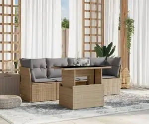 vidaXL Set canapele de grădină cu perne, 5 piese, bej, poliratan