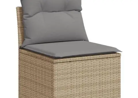 Set canapele de grădină cu perne, 5 piese, bej, poliratan - 3/5