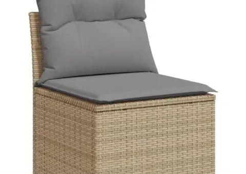 Set canapele de grădină cu perne, 6 piese, bej, poliratan - 3/5