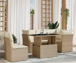 vidaXL Set canapele de grădină cu perne, 6 piese, bej, poliratan