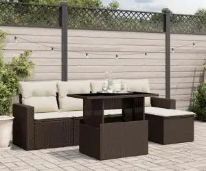 vidaXL Set canapele de grădină cu perne, 6 piese, maro, poliratan
