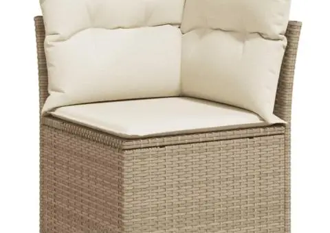 Set canapele de grădină cu perne, 5 piese, bej, poliratan - 4/5