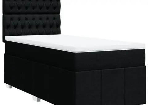 Pat box spring cu saltea, negru, 90x200 cm, textil - 2/5