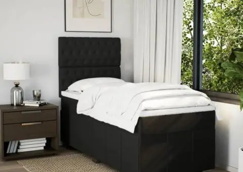 Pat box spring cu saltea, negru, 90x200 cm, textil - 3/5