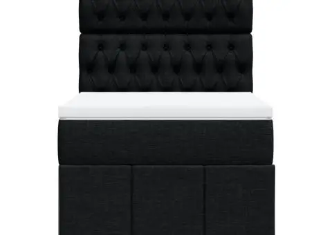 Pat box spring cu saltea, negru, 90x200 cm, textil - 4/5