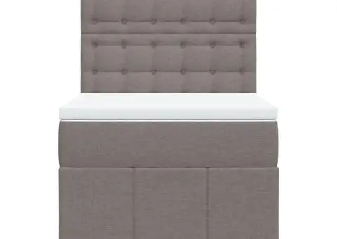Pat box spring cu saltea, gri taupe, 90x200 cm, textil - 4/5