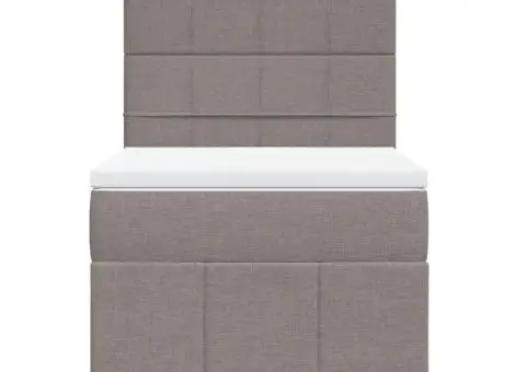 Pat box spring cu saltea, gri taupe, 90x200 cm, textil - 4/5