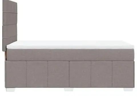 Pat box spring cu saltea, gri taupe, 90x200 cm, textil - 5/5