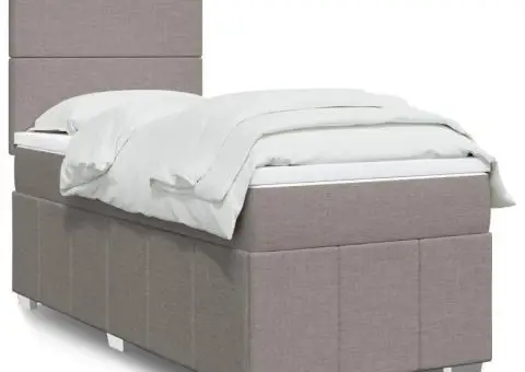 Pat box spring cu saltea, gri taupe, 90x200 cm, textil - 1/5