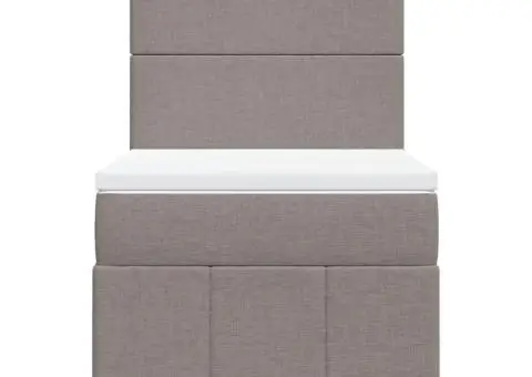 Pat box spring cu saltea, gri taupe, 90x200 cm, textil - 4/5
