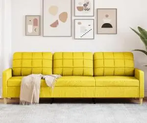 vidaXL Canapea cu 3 locuri, galben deschis, 210 cm, material textil