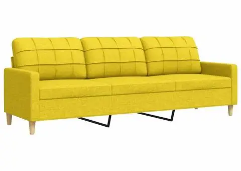 Canapea cu 3 locuri, galben deschis, 210 cm, material textil - 2/5