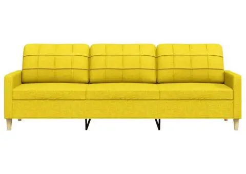 Canapea cu 3 locuri, galben deschis, 210 cm, material textil - 4/5