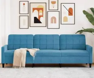 vidaXL Canapea cu 3 locuri, Albastru, 210 cm, material catifea
