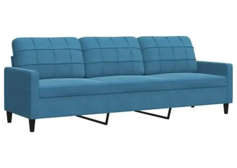 Canapea cu 3 locuri, Albastru, 210 cm, material catifea - 2/5