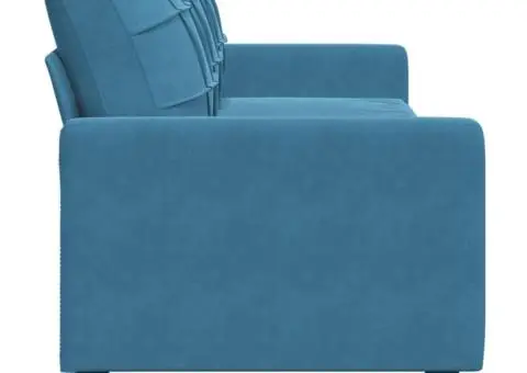 Canapea cu 3 locuri, Albastru, 210 cm, material catifea - 5/5