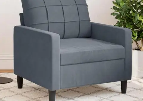 Fotoliu canapea, gri închis, 60 cm, catifea - 1/5