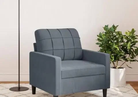 Fotoliu canapea, gri închis, 60 cm, catifea - 3/5