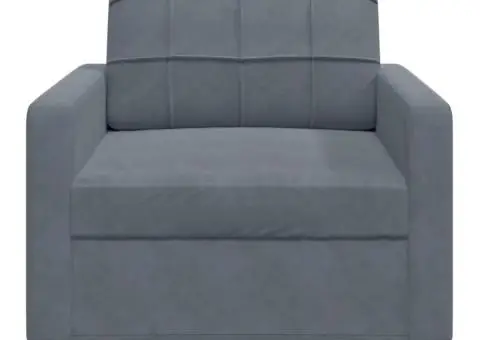 Fotoliu canapea, gri închis, 60 cm, catifea - 4/5