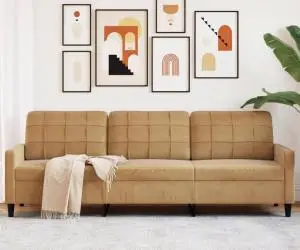 vidaXL Canapea cu 3 locuri, maro, 210 cm, material catifea