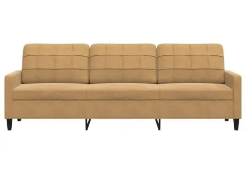 Canapea cu 3 locuri, maro, 210 cm, material catifea - 4/5