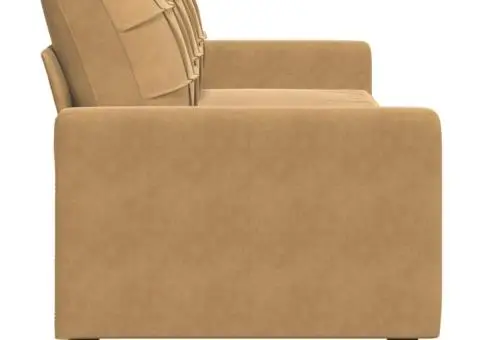 Canapea cu 3 locuri, maro, 210 cm, material catifea - 5/5