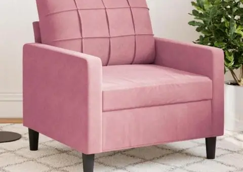 Canapea de o persoană, Roz, 60 cm, catifea - 1/5