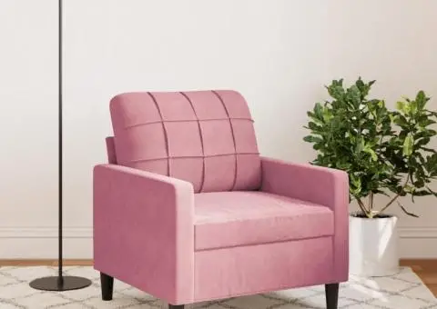 Canapea de o persoană, Roz, 60 cm, catifea - 3/5