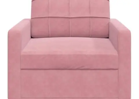 Canapea de o persoană, Roz, 60 cm, catifea - 4/5