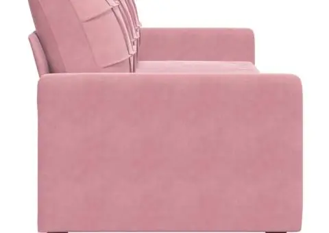 Canapea cu 3 locuri, roz, 210 cm, catifea - 5/5
