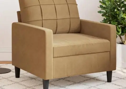 Fotoliu canapea, Maro, 60 cm, catifea - 1/5