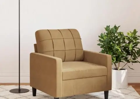 Fotoliu canapea, Maro, 60 cm, catifea - 3/5