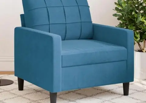 Canapea de o persoană, Albastru, 60 cm, catifea - 1/5