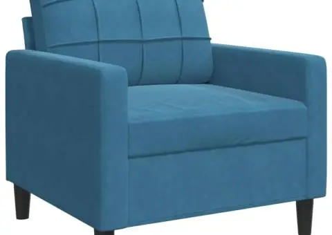 Canapea de o persoană, Albastru, 60 cm, catifea - 2/5