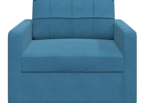 Canapea de o persoană, Albastru, 60 cm, catifea - 4/5