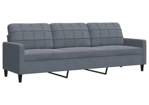 Canapea cu 3 locuri, gri închis, 210 cm, material catifea - 2/5