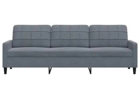 Canapea cu 3 locuri, gri închis, 210 cm, material catifea - 4/5