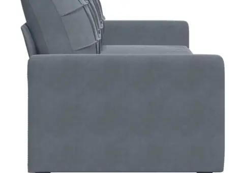 Canapea cu 3 locuri, gri închis, 210 cm, material catifea - 5/5