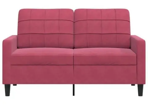 Canapea cu 2 locuri, roșu vin, 120 cm, catifea - 4/5