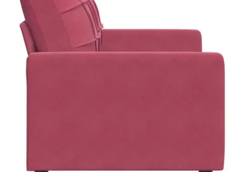 Canapea cu 2 locuri, roșu vin, 120 cm, catifea - 5/5