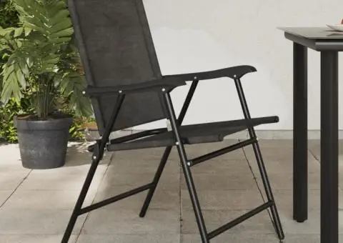 Scaune pliante de grădină, 2 buc., gri melange, oțel/textilene - 1/5