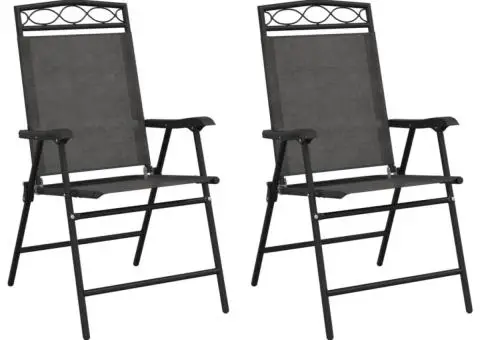 Scaune pliante de grădină, 2 buc., gri melange, oțel/textilene - 2/5