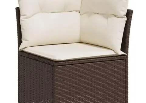 Set canapele de grădină cu perne, 6 piese, maro, poliratan - 4/5