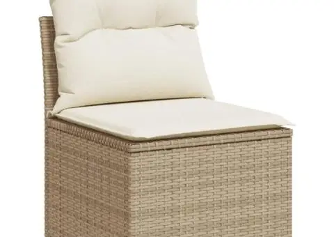 Set canapele de grădină, 7 piese, cu perne, bej, poliratan - 3/5