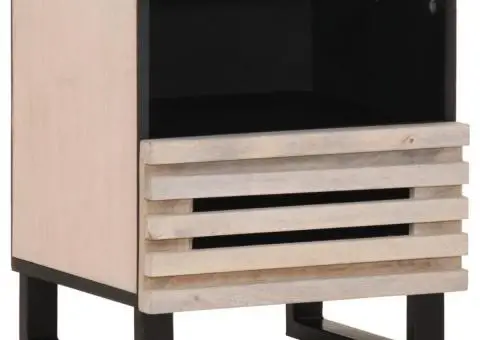 Noptieră, 40x34x46 cm, lemn masiv mango albit - 1/5