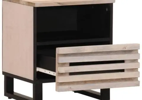 Noptieră, 40x34x46 cm, lemn masiv mango albit - 2/5