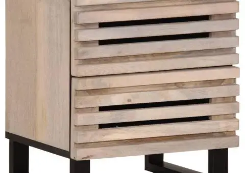 Noptieră, 40x34x46 cm, lemn masiv mango albit - 1/5